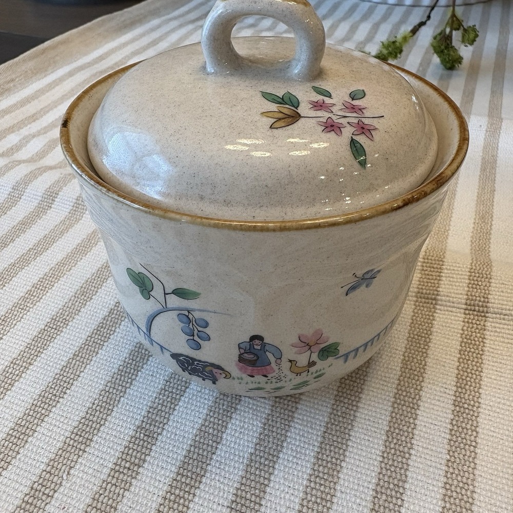 1980s Vintage Heartland Sugar Bowl International Stoneware Country Kitchen Japan